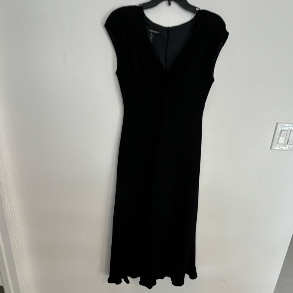 Jones Wear Dress Black Sheath V-Neck Sleeveless Long Polyester Dress Size 12